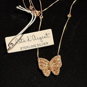 Cate d’ Argent Butterfly Necklace rose gold color